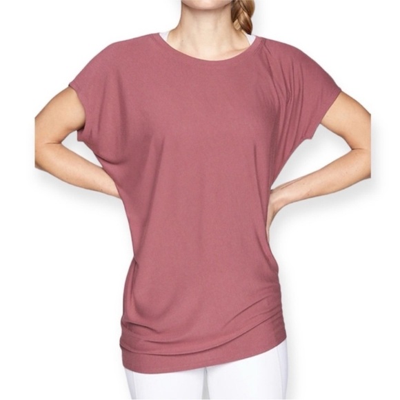 Athleta threadlight asym relaxed short sleeve tee 3X mauve pink purple - Picture 1 of 8